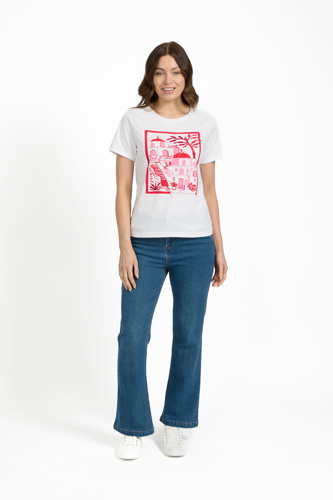 Santorini Graphic Embellished Cotton Top