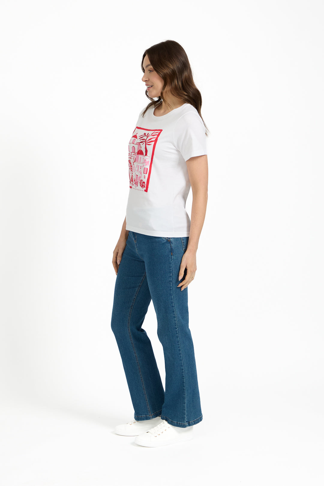 Santorini Graphic Embellished Cotton Top
