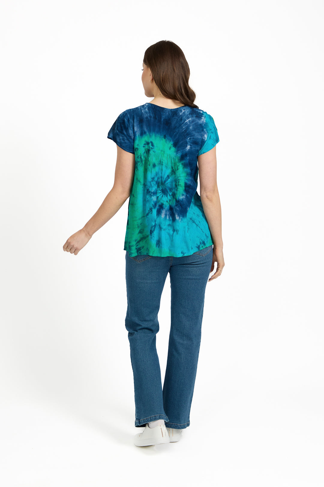 Painted Floral Embellished Tie Dye Top