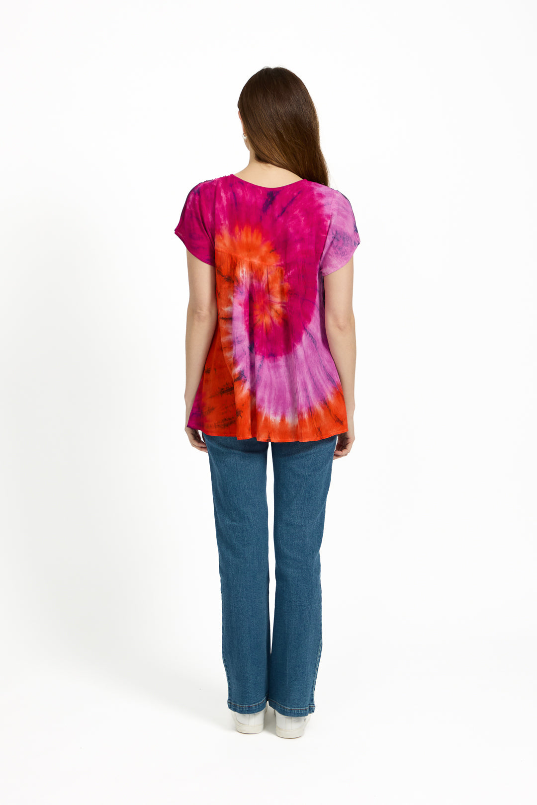 Painted Floral Embellished Tie Dye Top