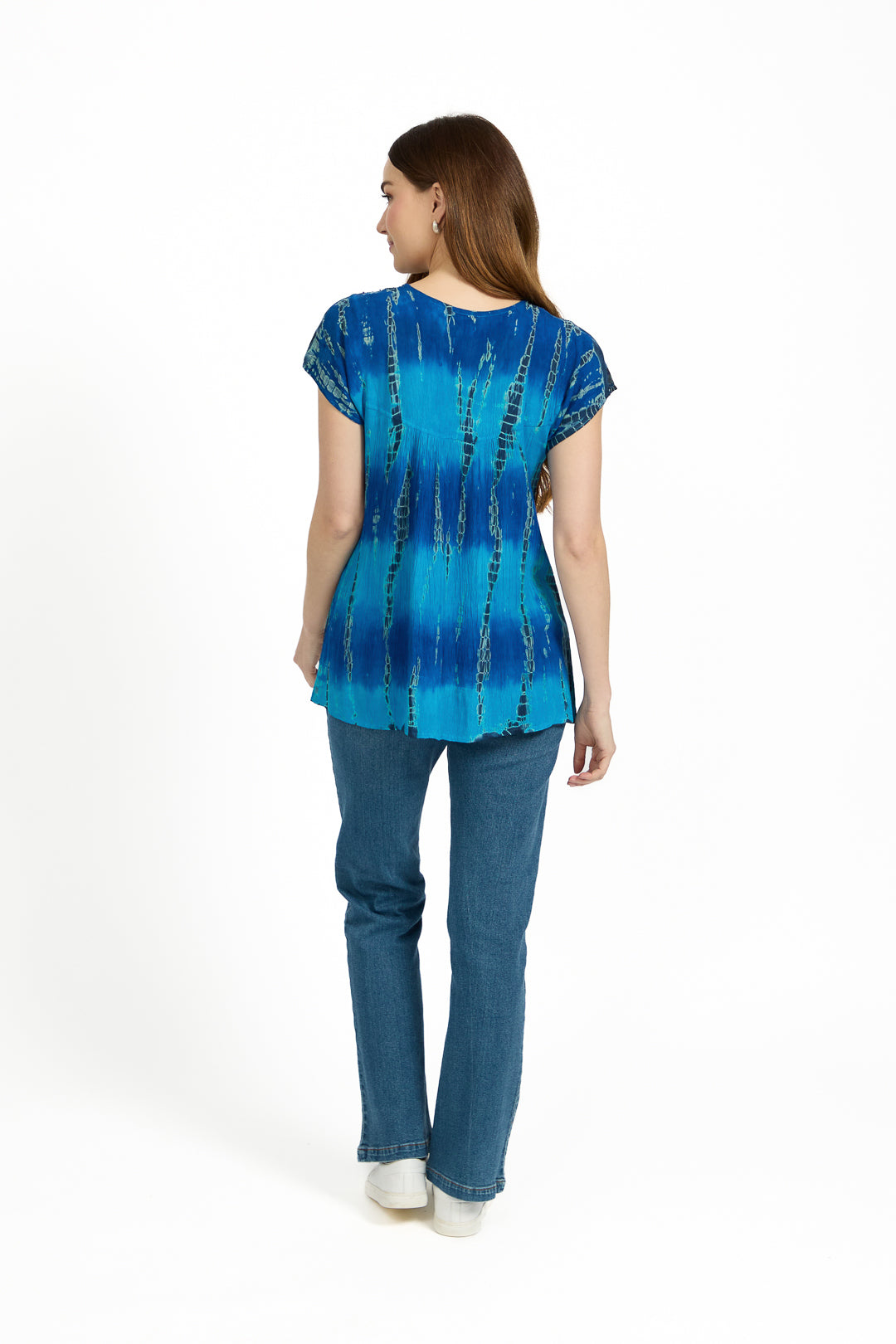 Batik Floral Embellished Tie Dye Top