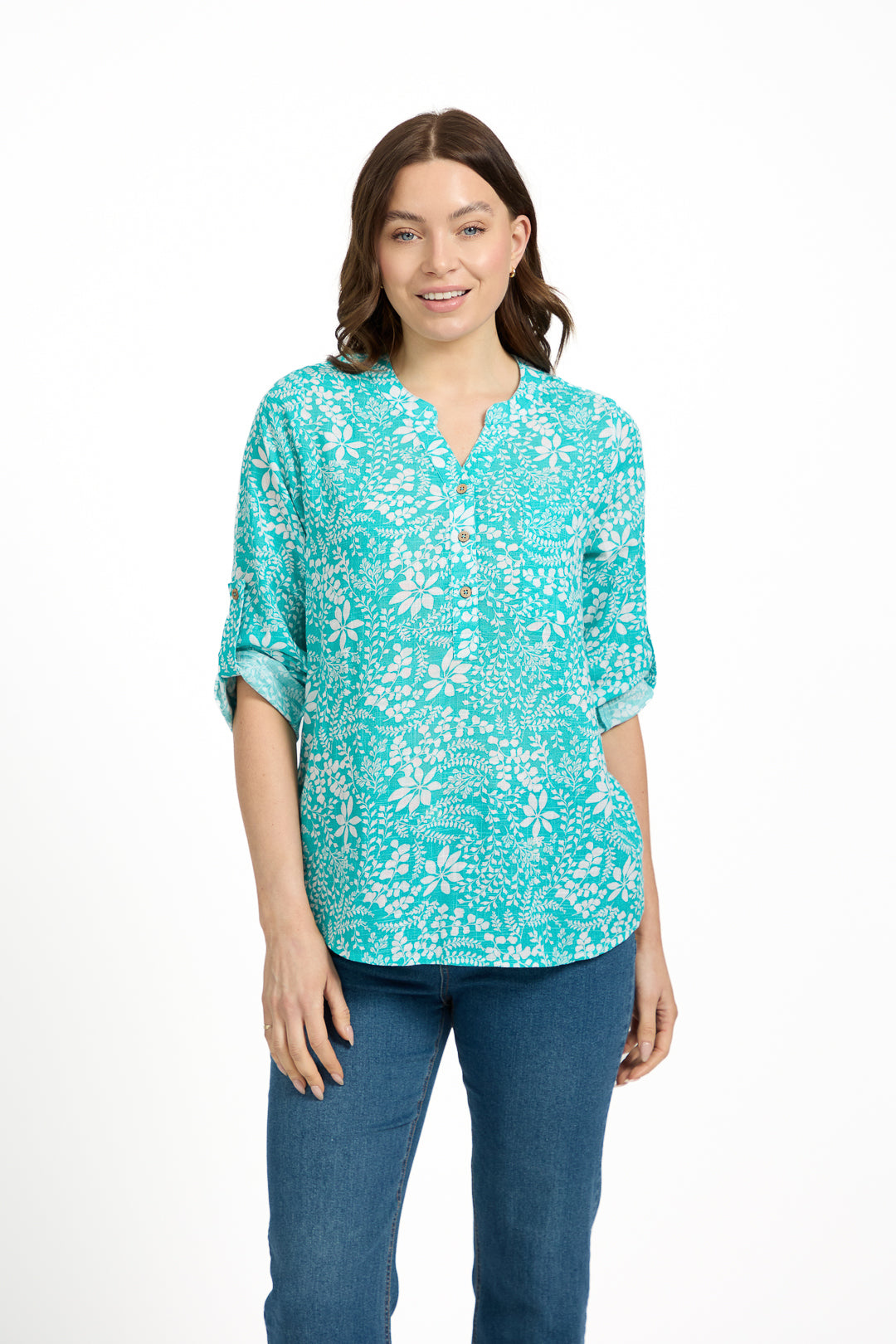 Leaf Print Cotton Shirt