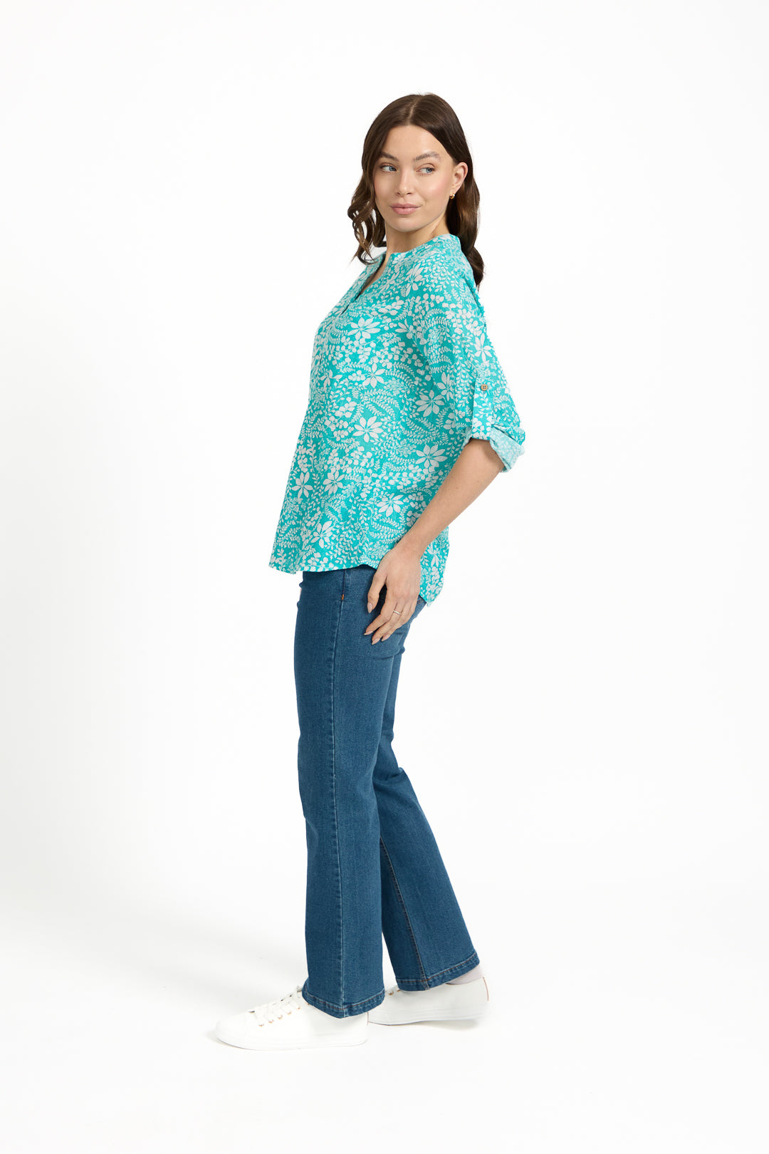 Leaf Print Cotton Shirt
