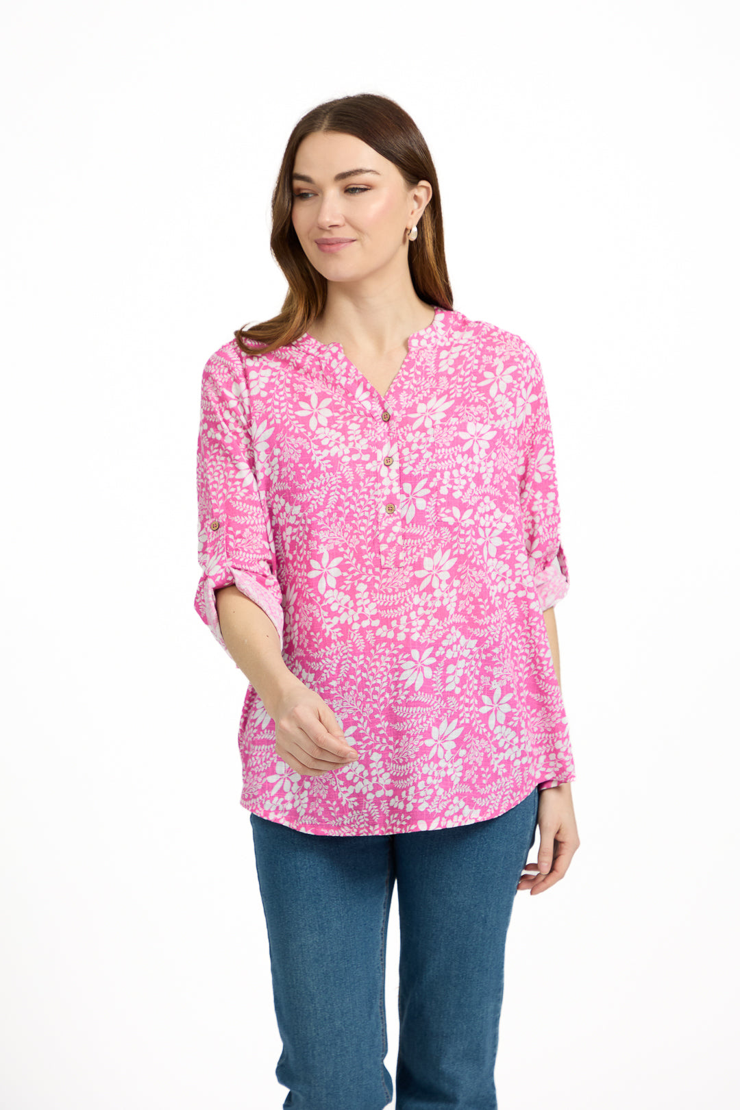 Leaf Print Cotton Shirt