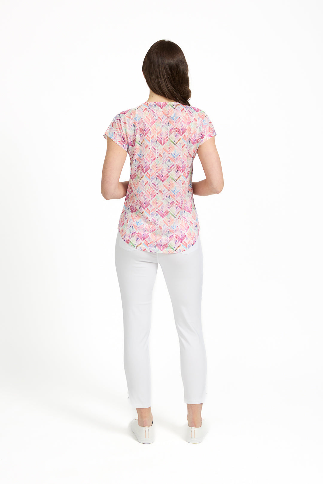 Leaf Print Multi Coloured Zip-Up Top