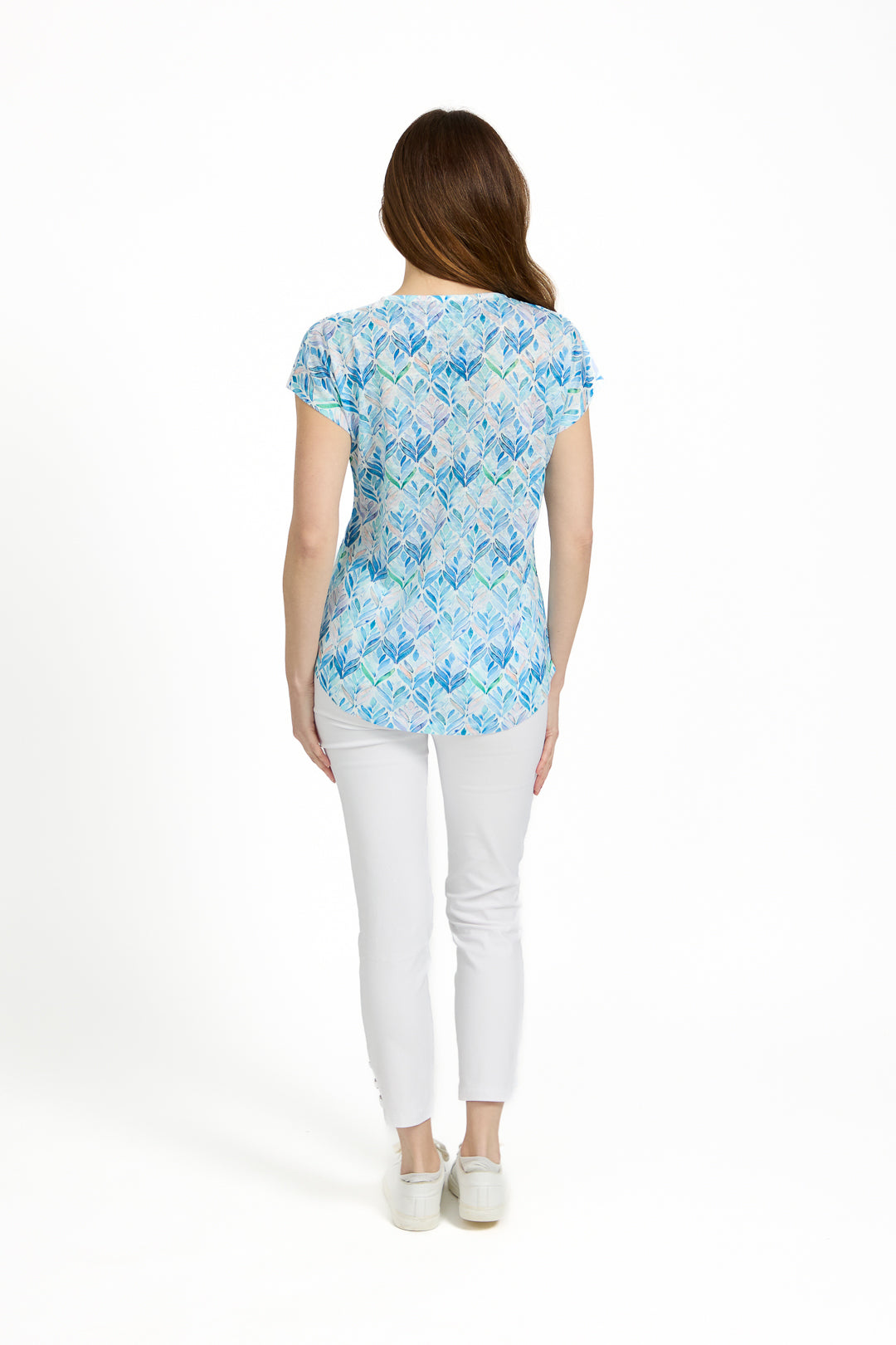 Leaf Print Multi Coloured Zip-Up Top