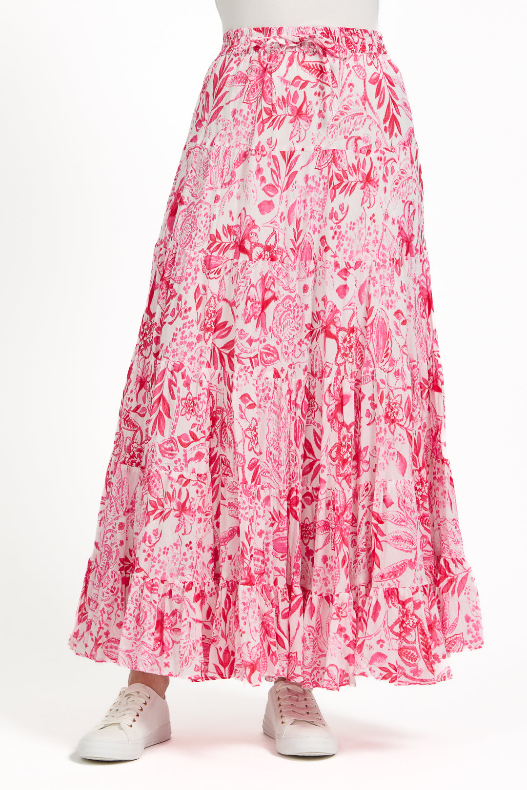 Floral Print Tiered Maxi Skirt