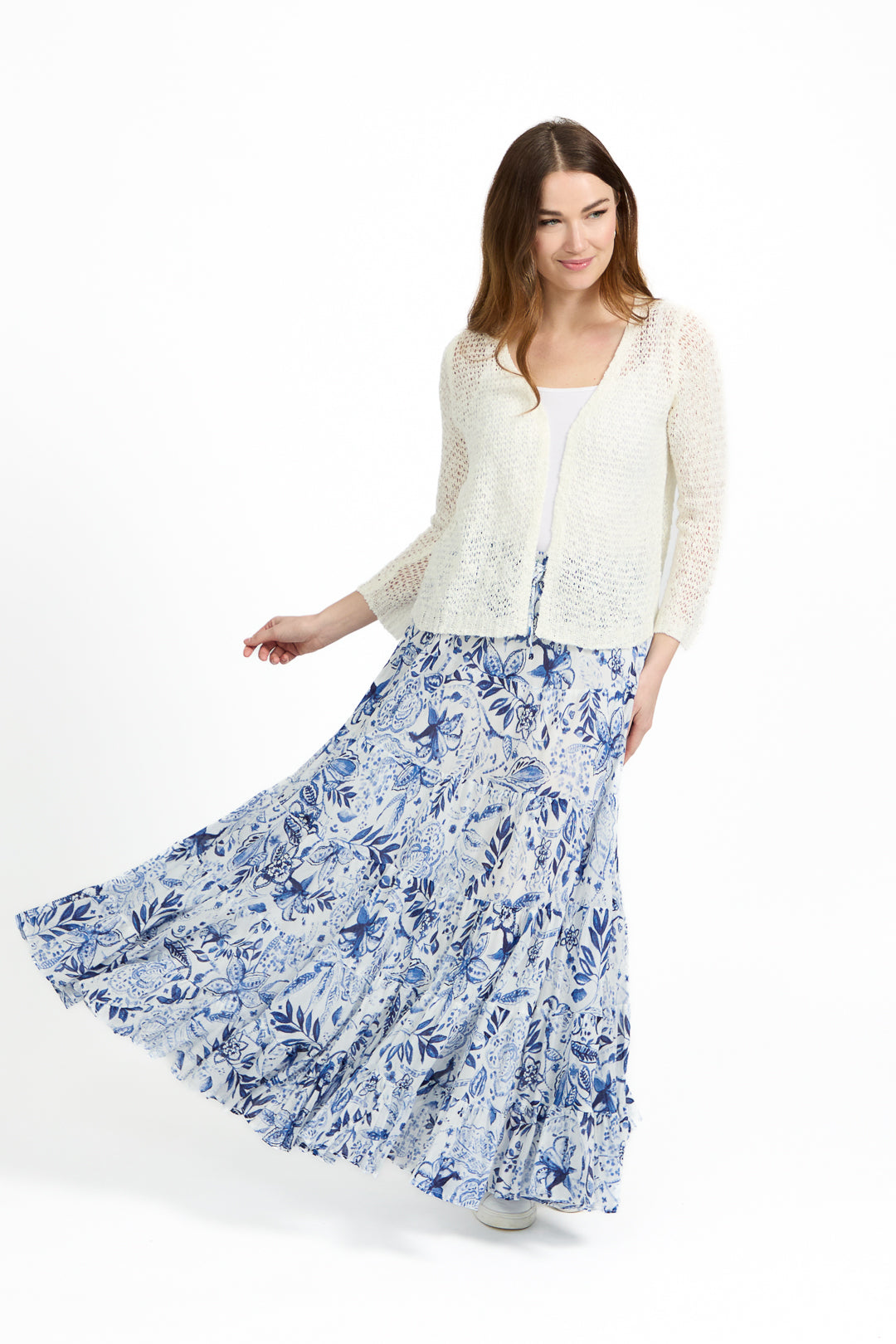 Floral Print Tiered Maxi Skirt