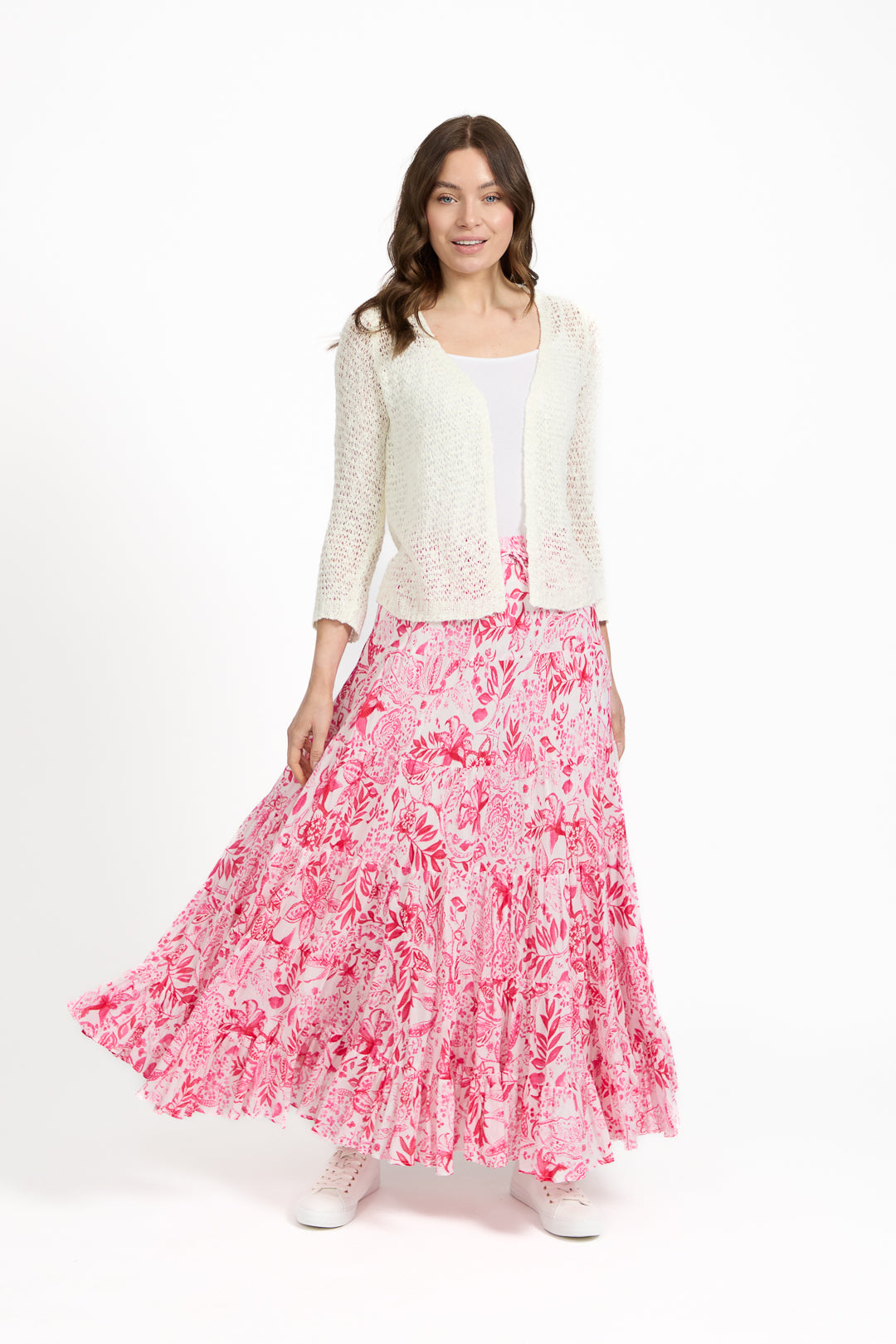 Floral Print Tiered Maxi Skirt