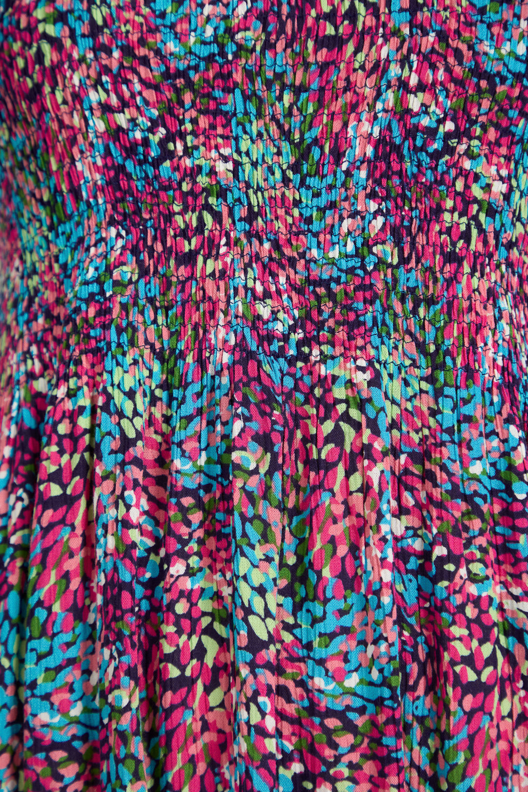 Dotty Print Shirred Bodice Midi Dress