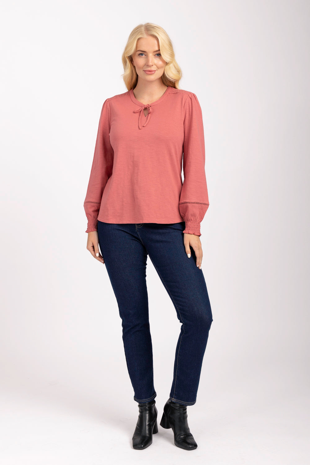 Tie Neck Frill Collar Blouse