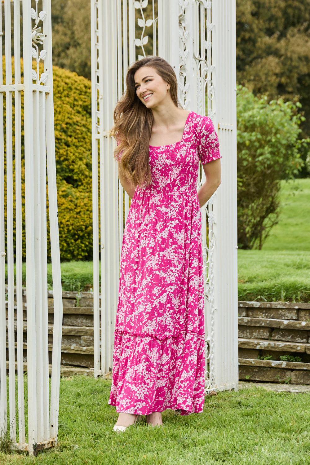 Leaf Print Maxi Dress
