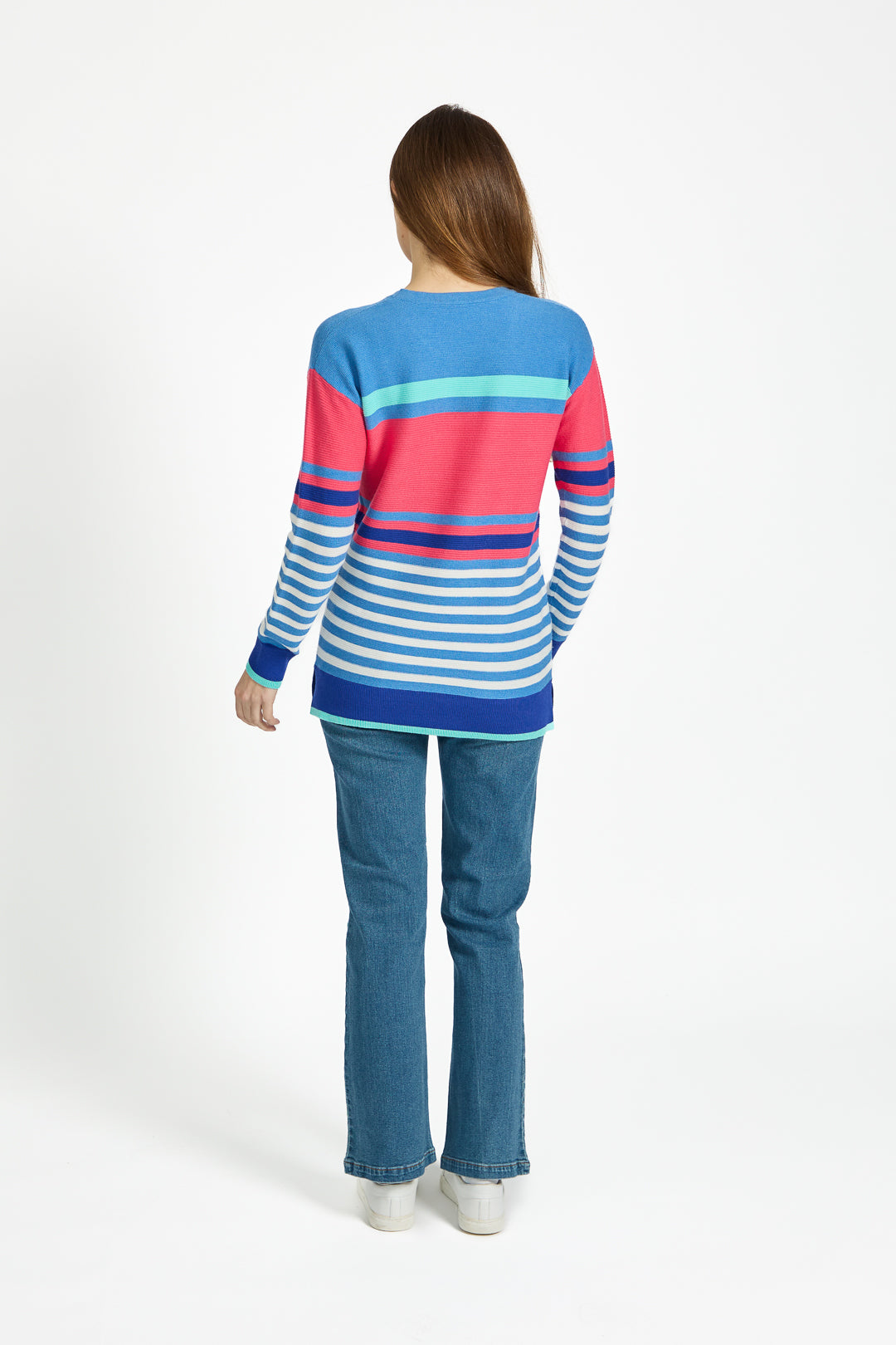 Ottoman Multi-Stripe Pattern Knit Jumper