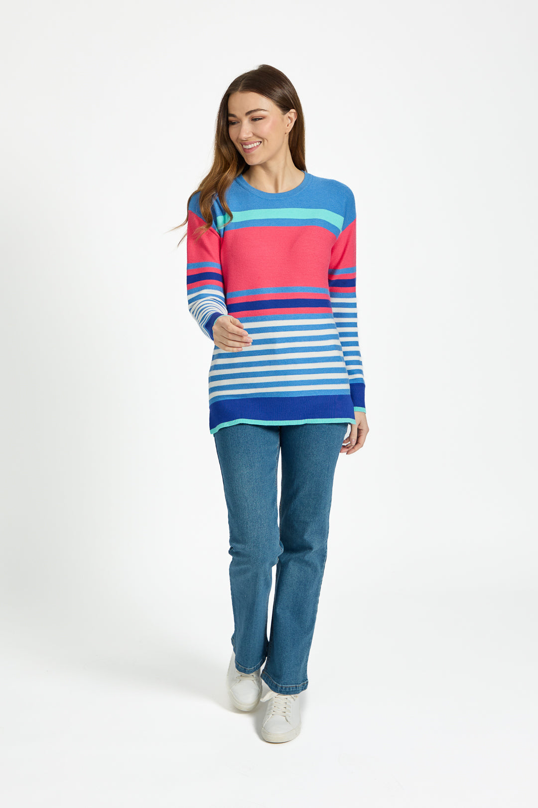 Ottoman Multi-Stripe Pattern Knit Jumper