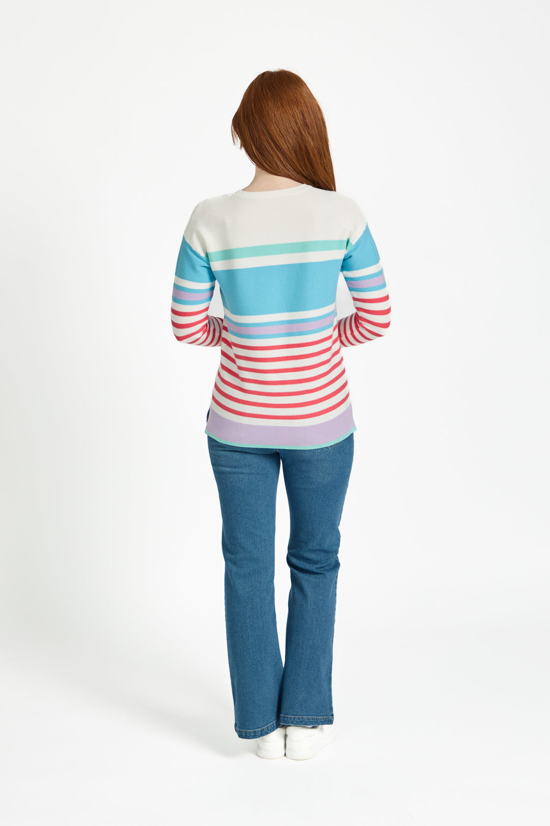 Ottoman Multi-Stripe Pattern Knit Jumper