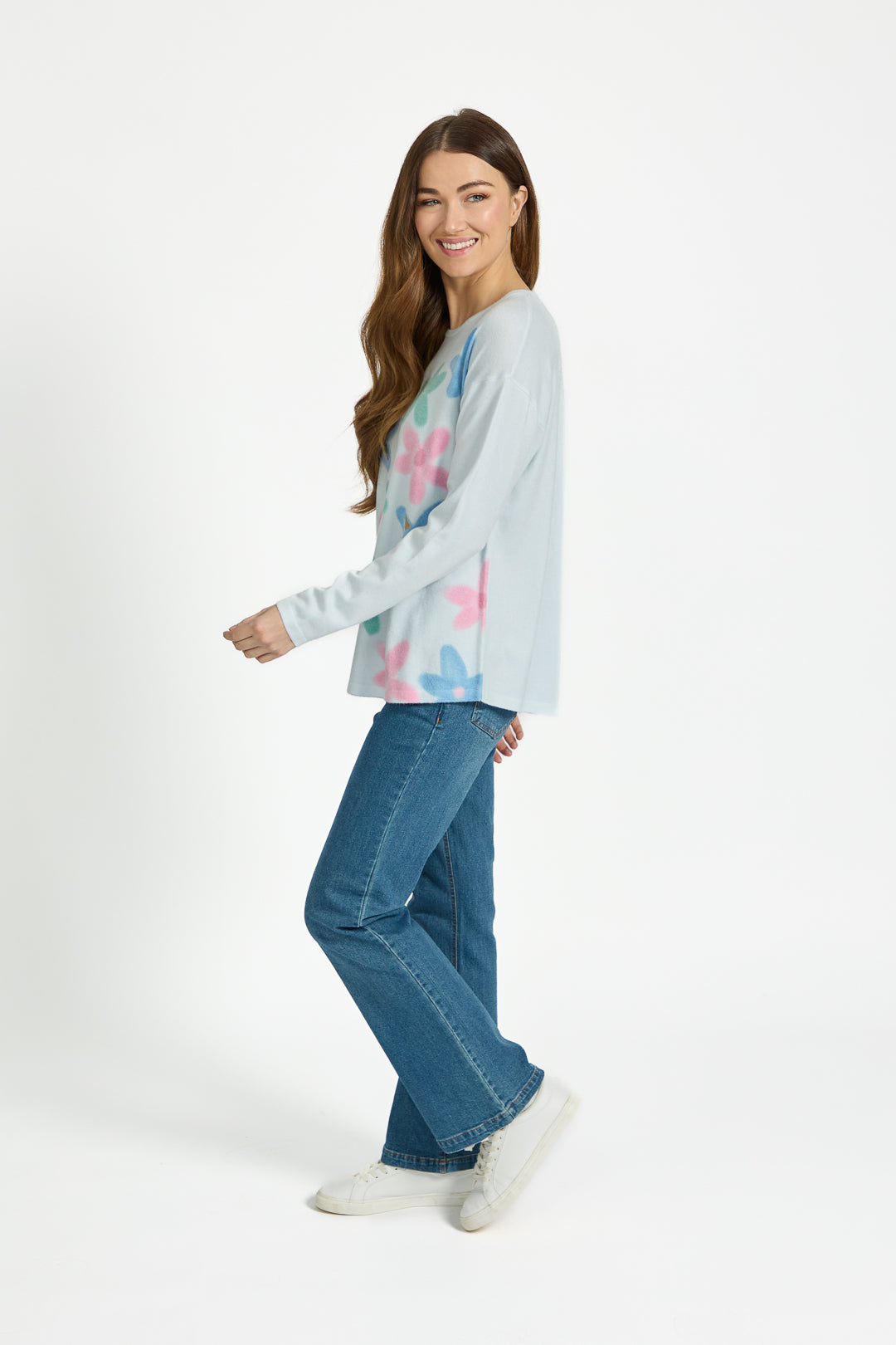 Large Floral Print Lightweight Knit Jumper
