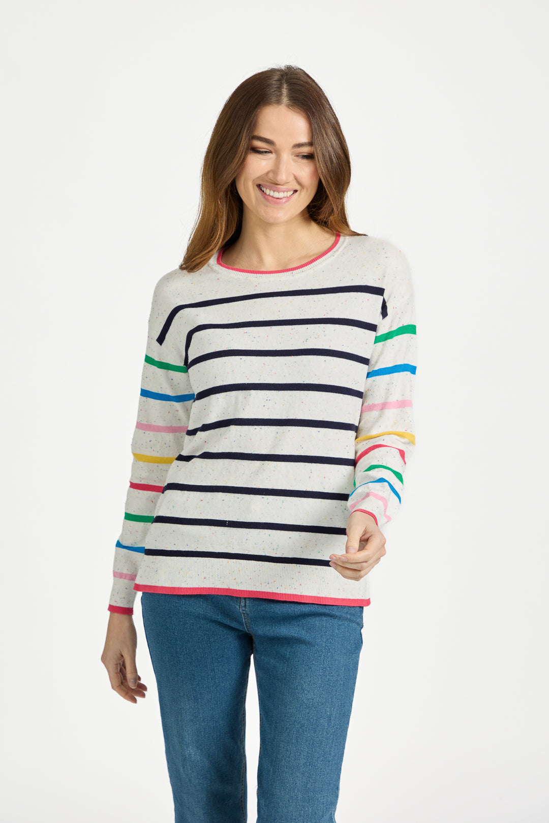 Striped Speckled Knit Jumper
