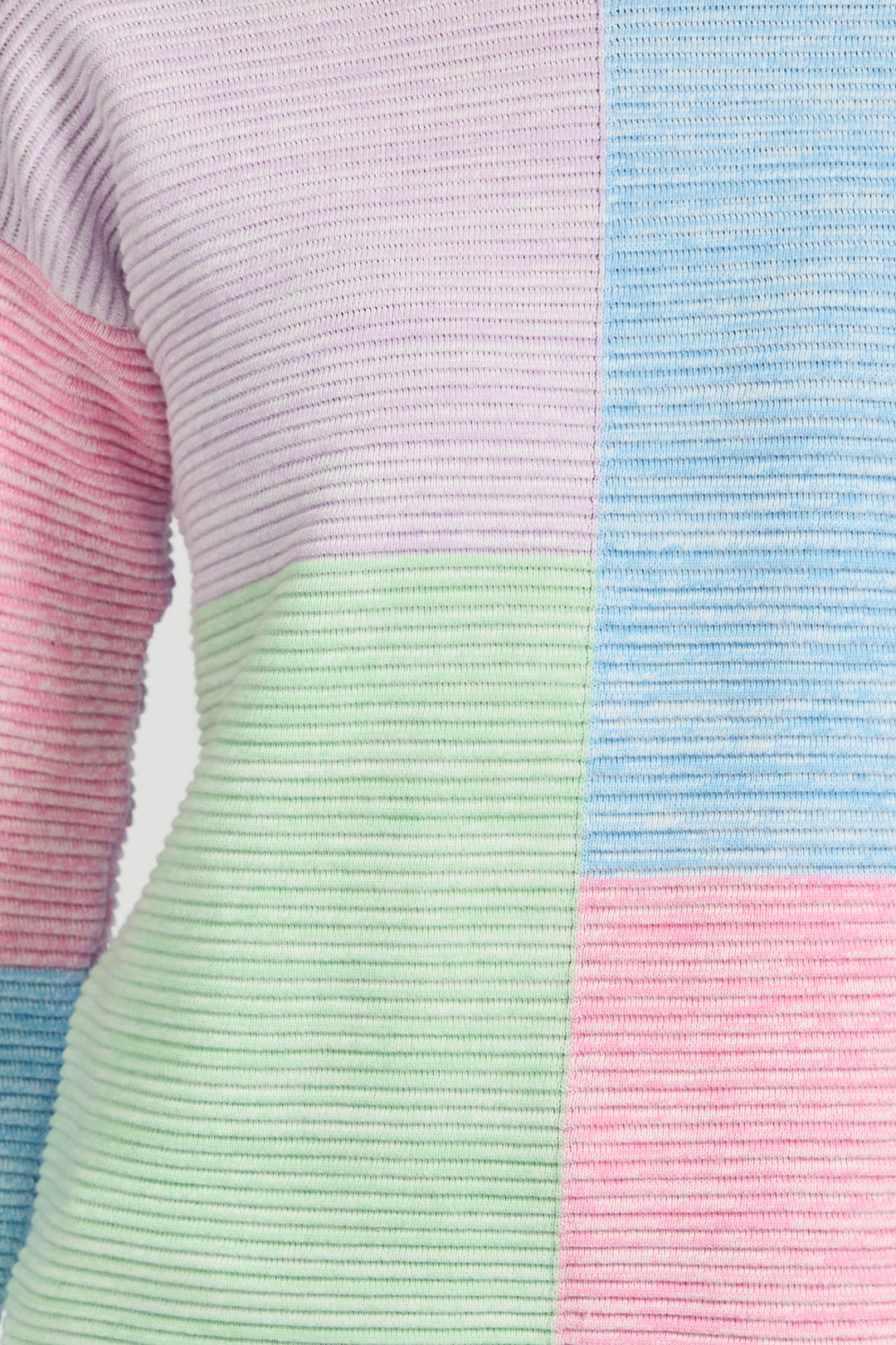 Pastel Colour Block Twist Yarn Knitted Jumper
