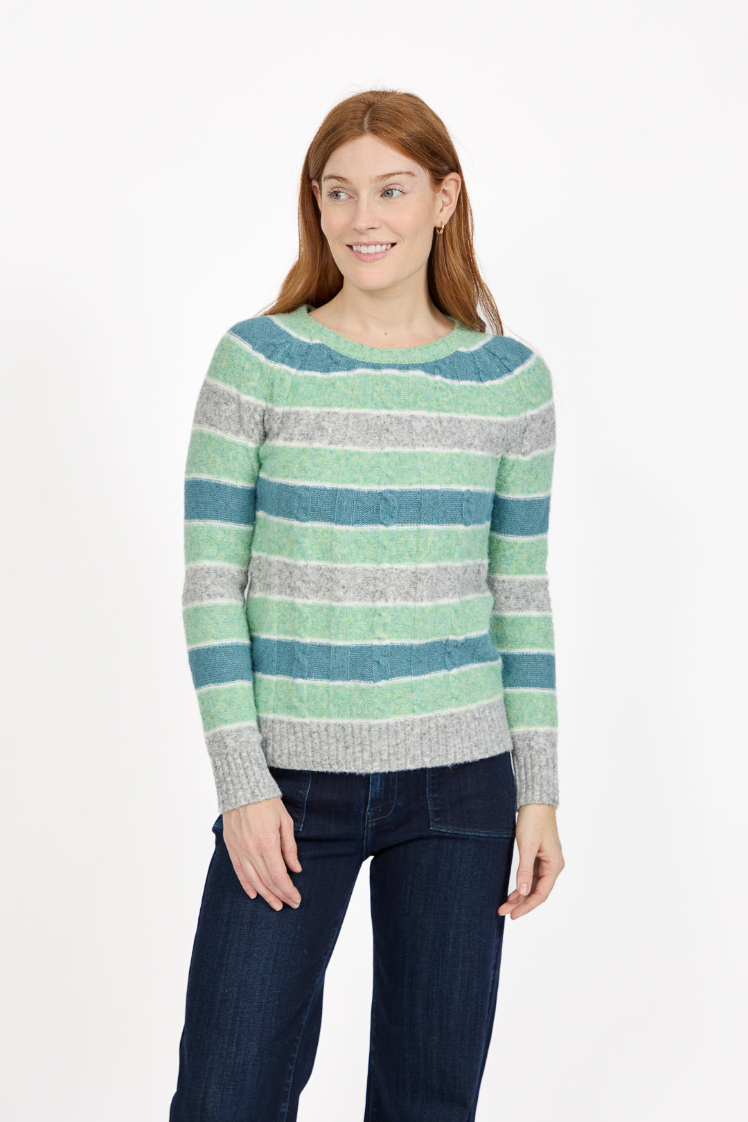 Cable-Knit Stripe Jumper