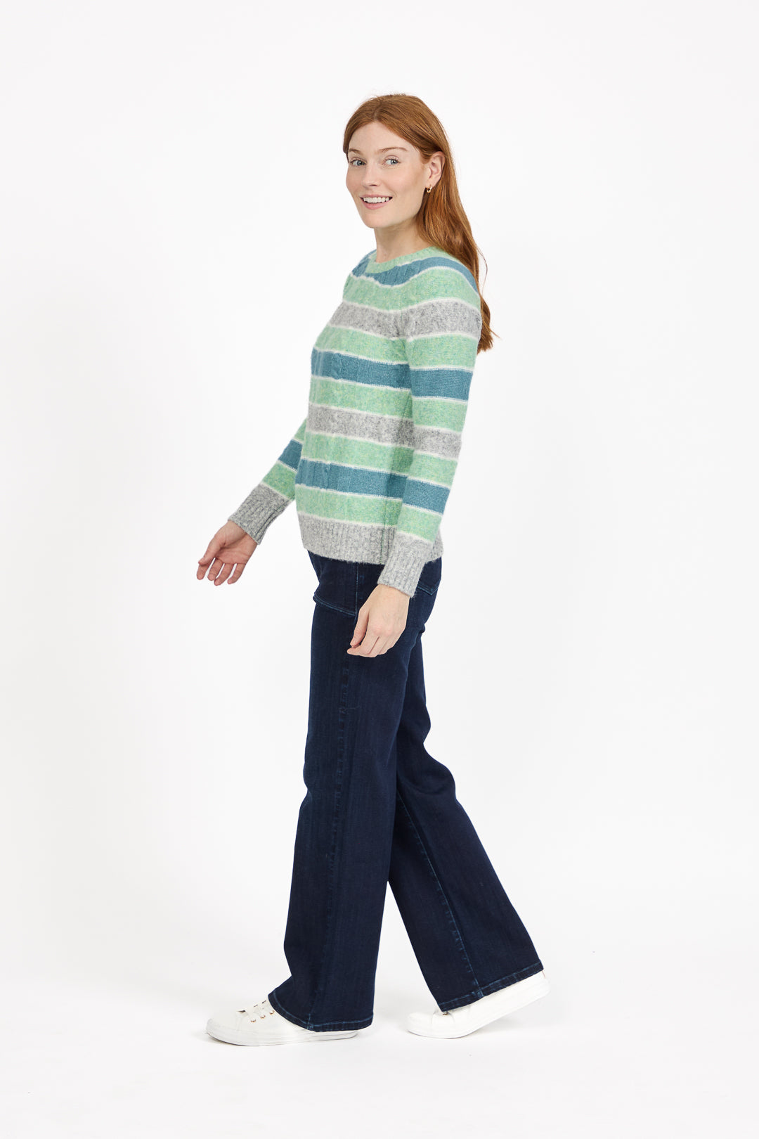 Cable-Knit Stripe Jumper