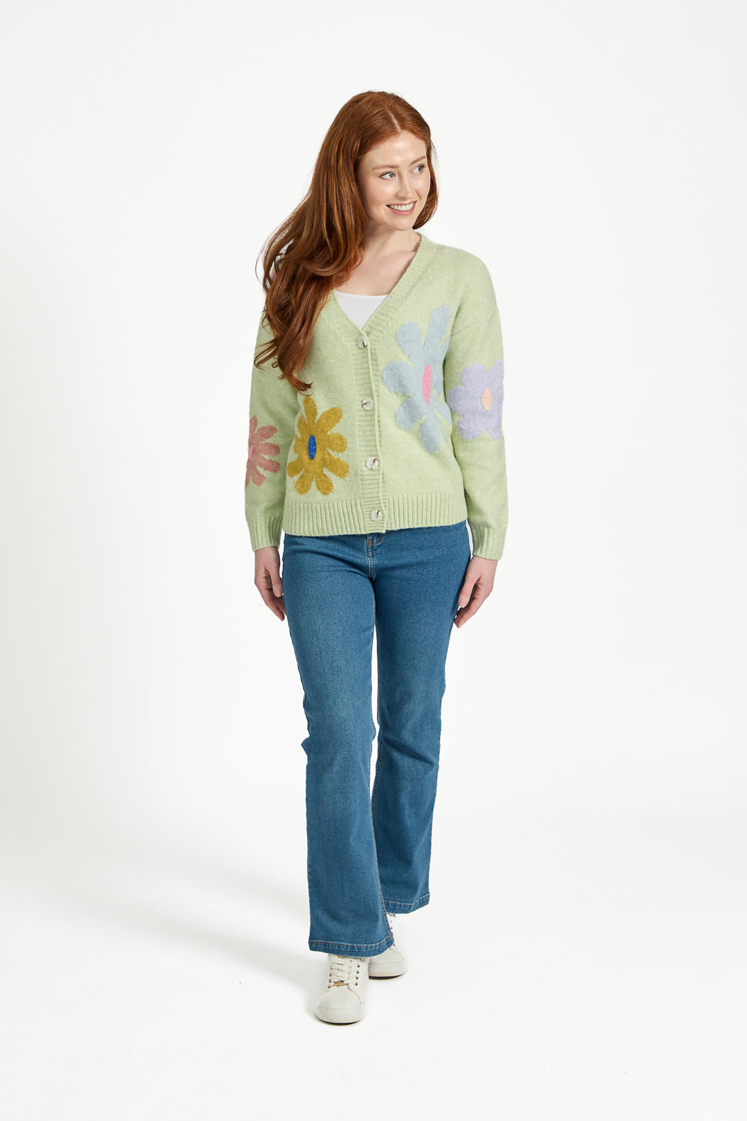 Large Flower Embroidered Knitted Cardigan