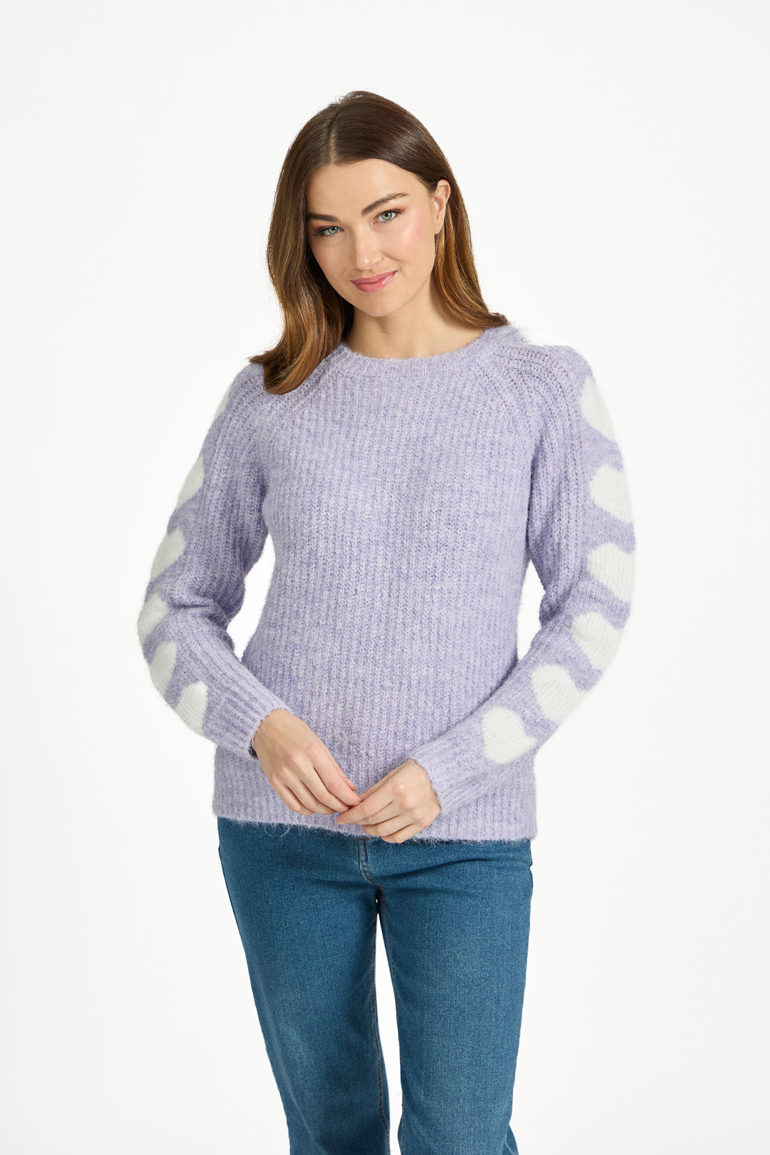 Solid Knit Jumper with Heart Sleeves