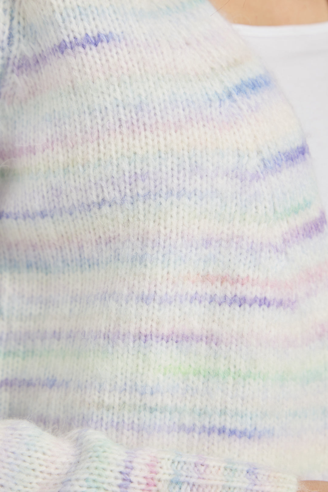 Space Dye Stripe Open-Front Knit Cardigan