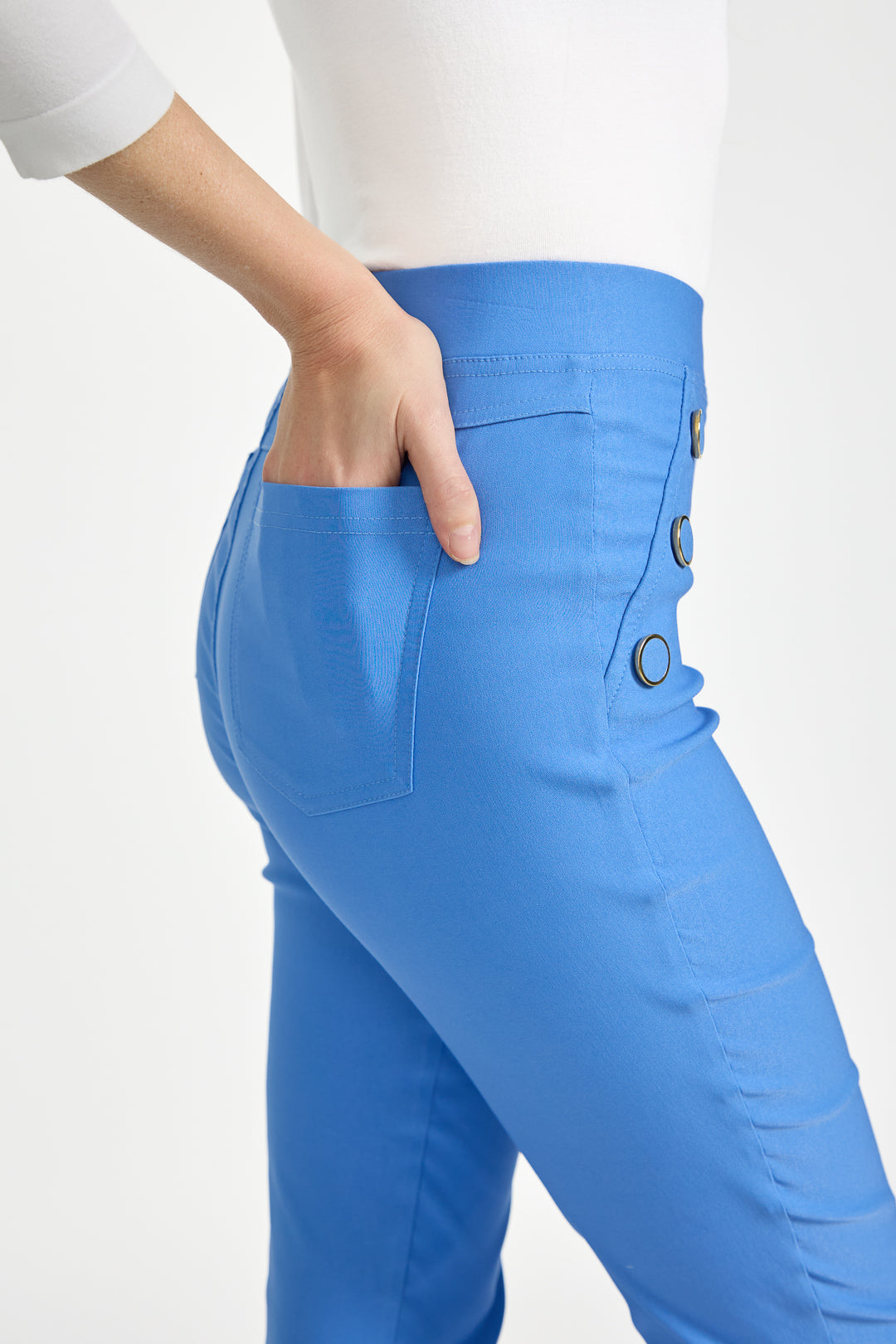 Button Detailed Bengaline Stretch Trousers