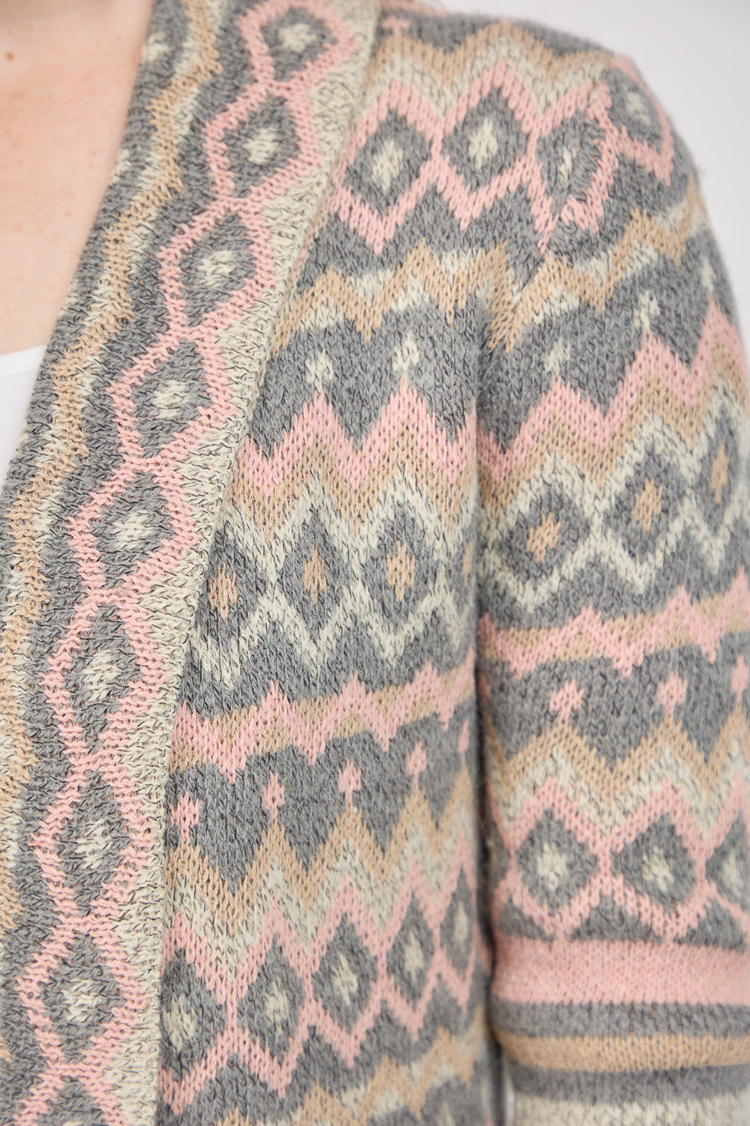 Aztec Print Bordered Fringed Longline Cardigan