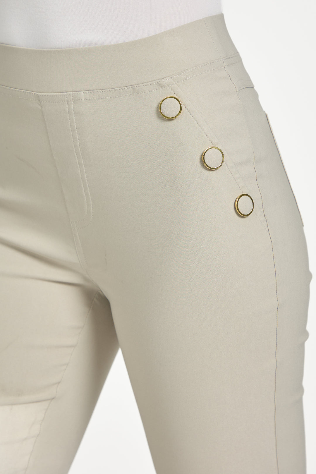 Button Detailed Bengaline Stretch Trousers