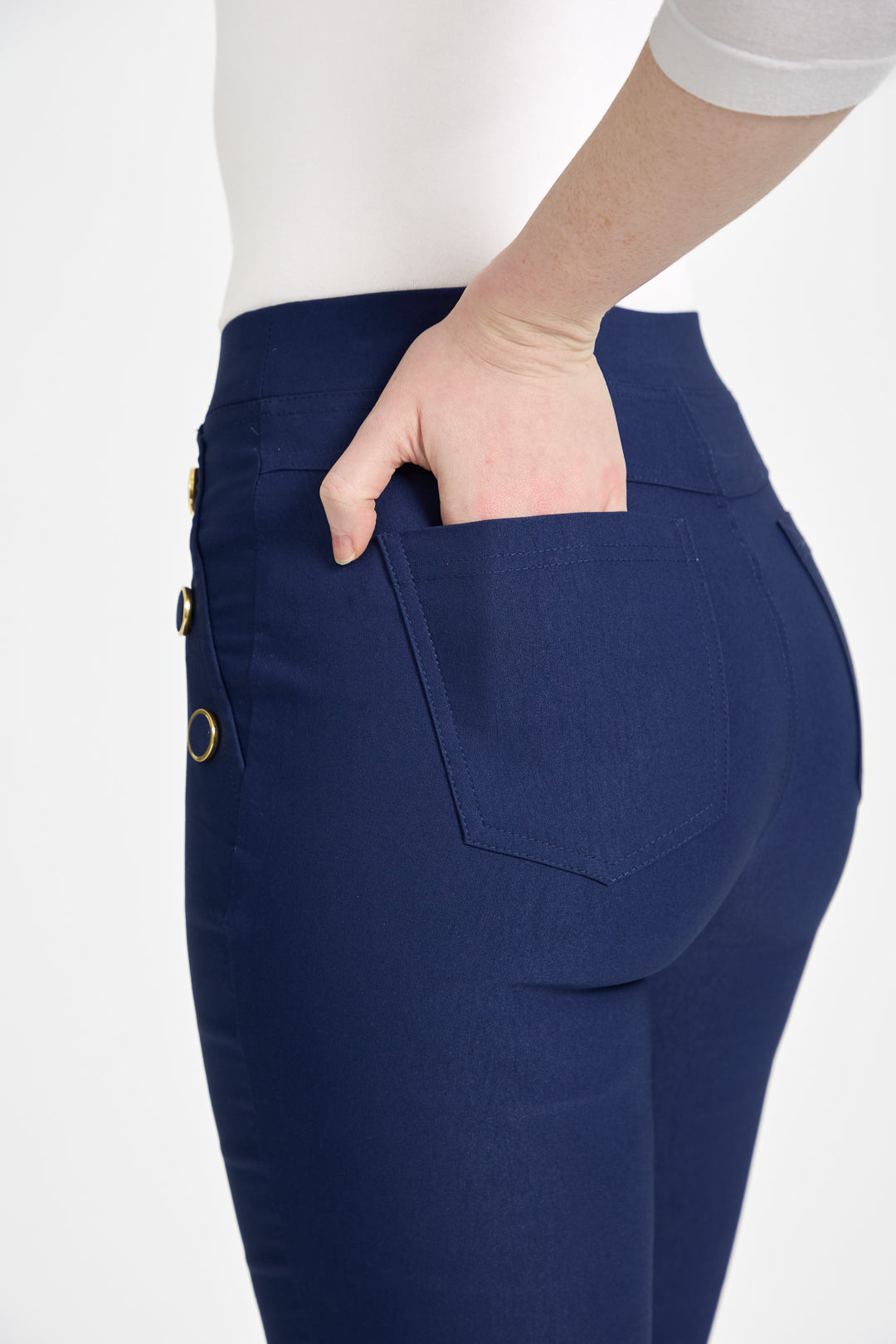 Button Detailed Bengaline Stretch Trousers