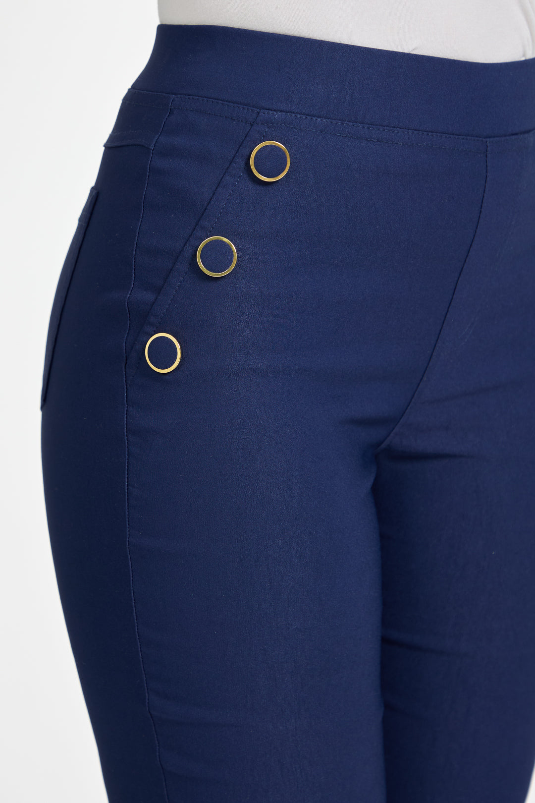 Button Detailed Bengaline Stretch Trousers