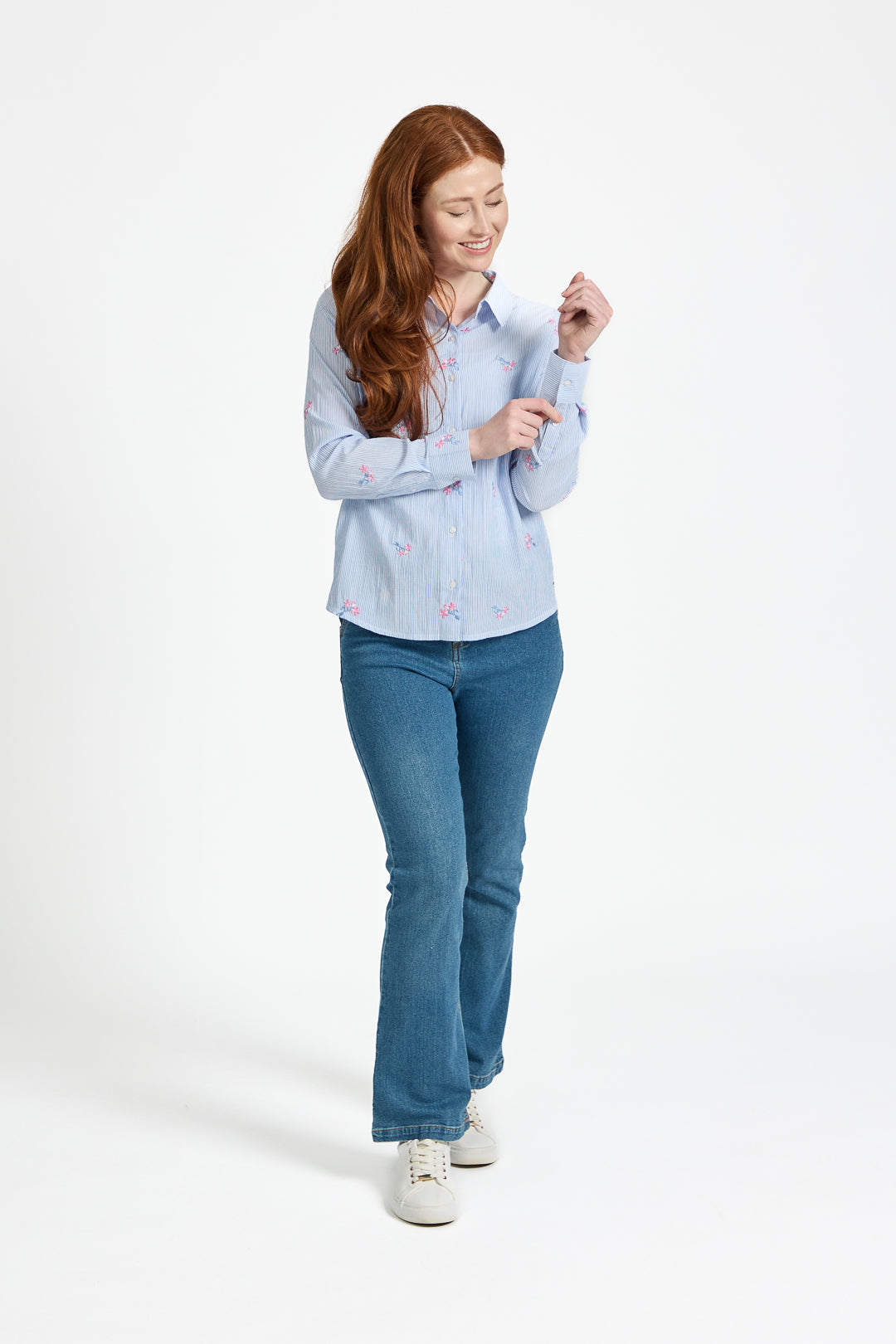 Floral Embroidered Stripe Shirt