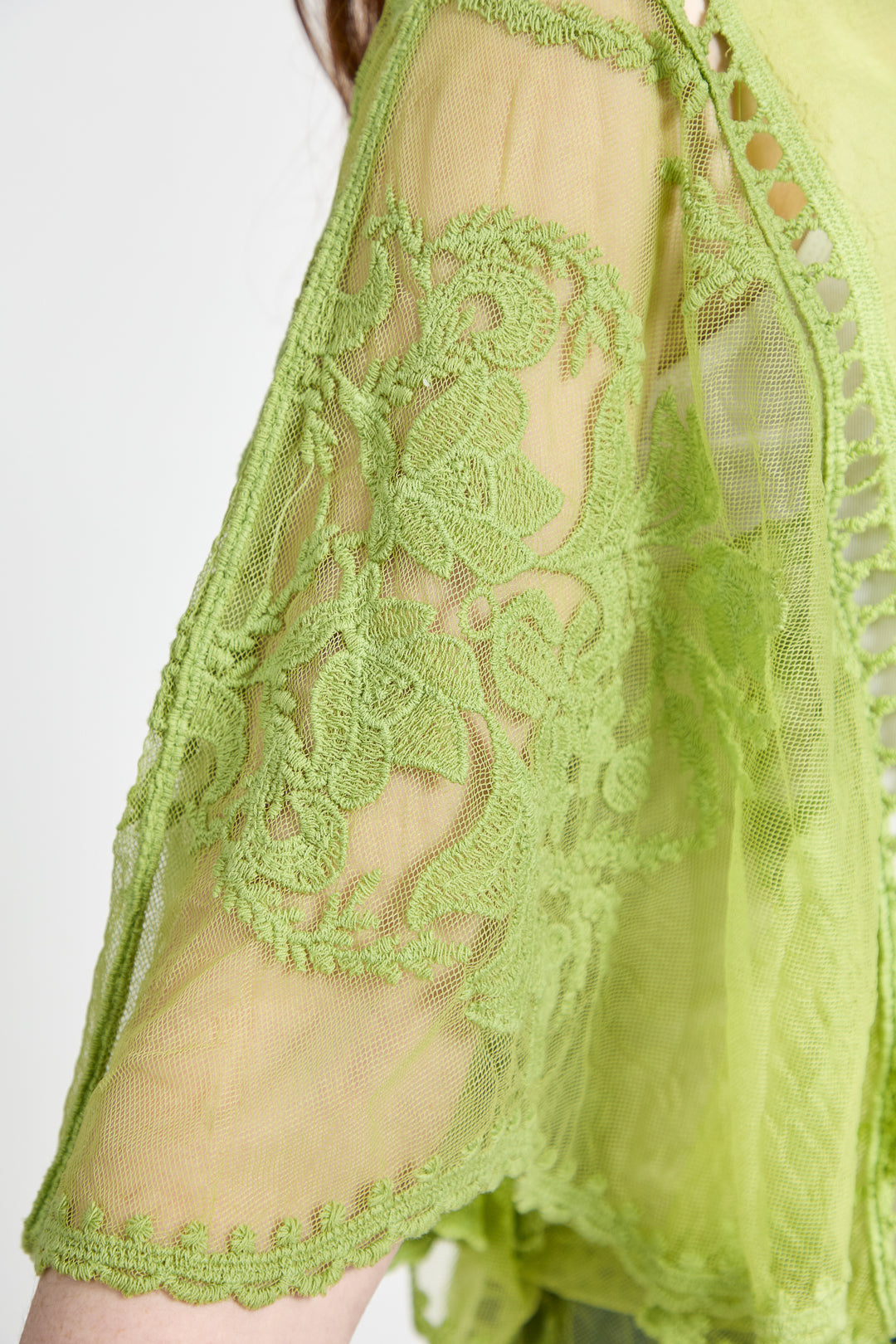 Delicate Embroidered Lace Batwing Top