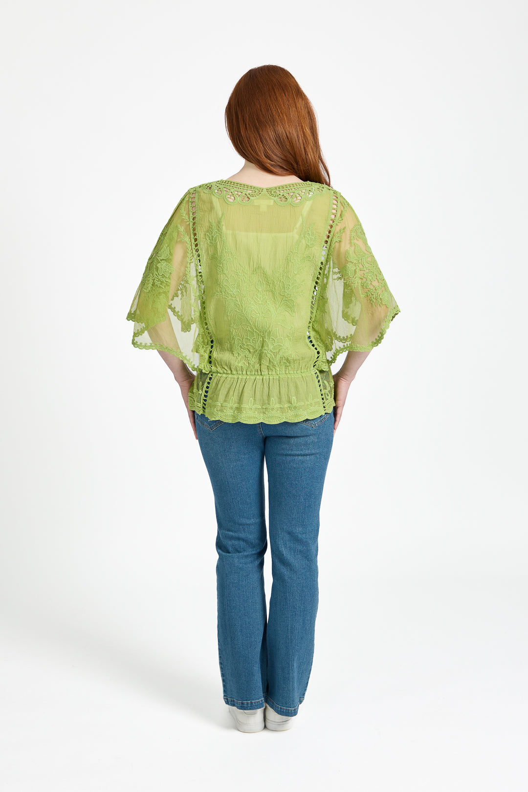 Delicate Embroidered Lace Batwing Top