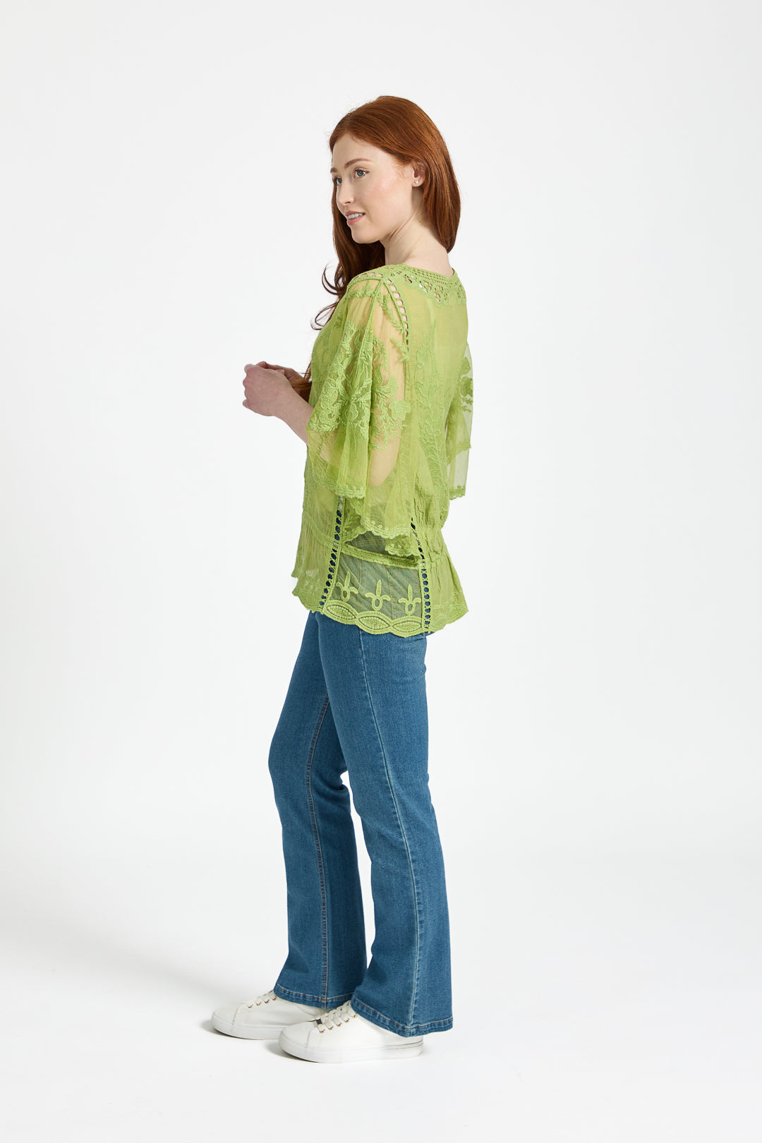 Delicate Embroidered Lace Batwing Top