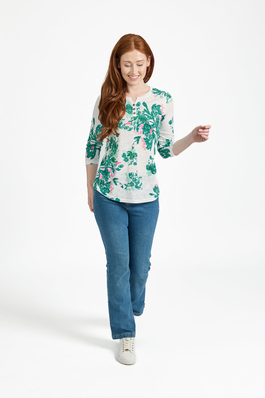 Large Floral Print Lightweight Top