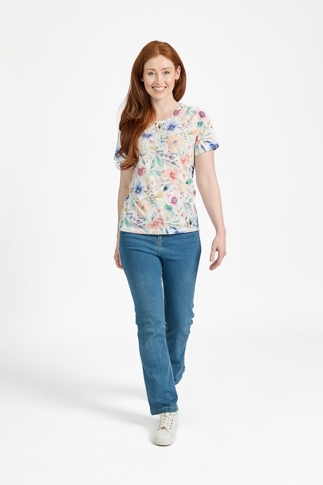 Floral Print Water-Colour Effect Top
