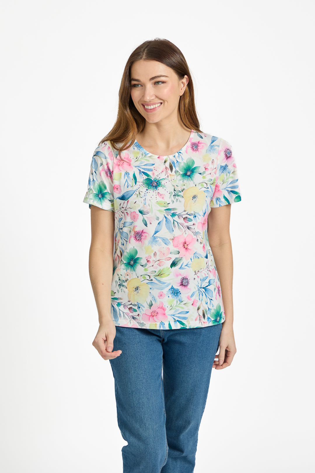 Floral Print Water-Colour Effect Top