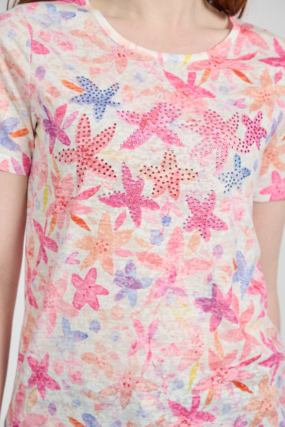 Leaf Embellished Burnout Top