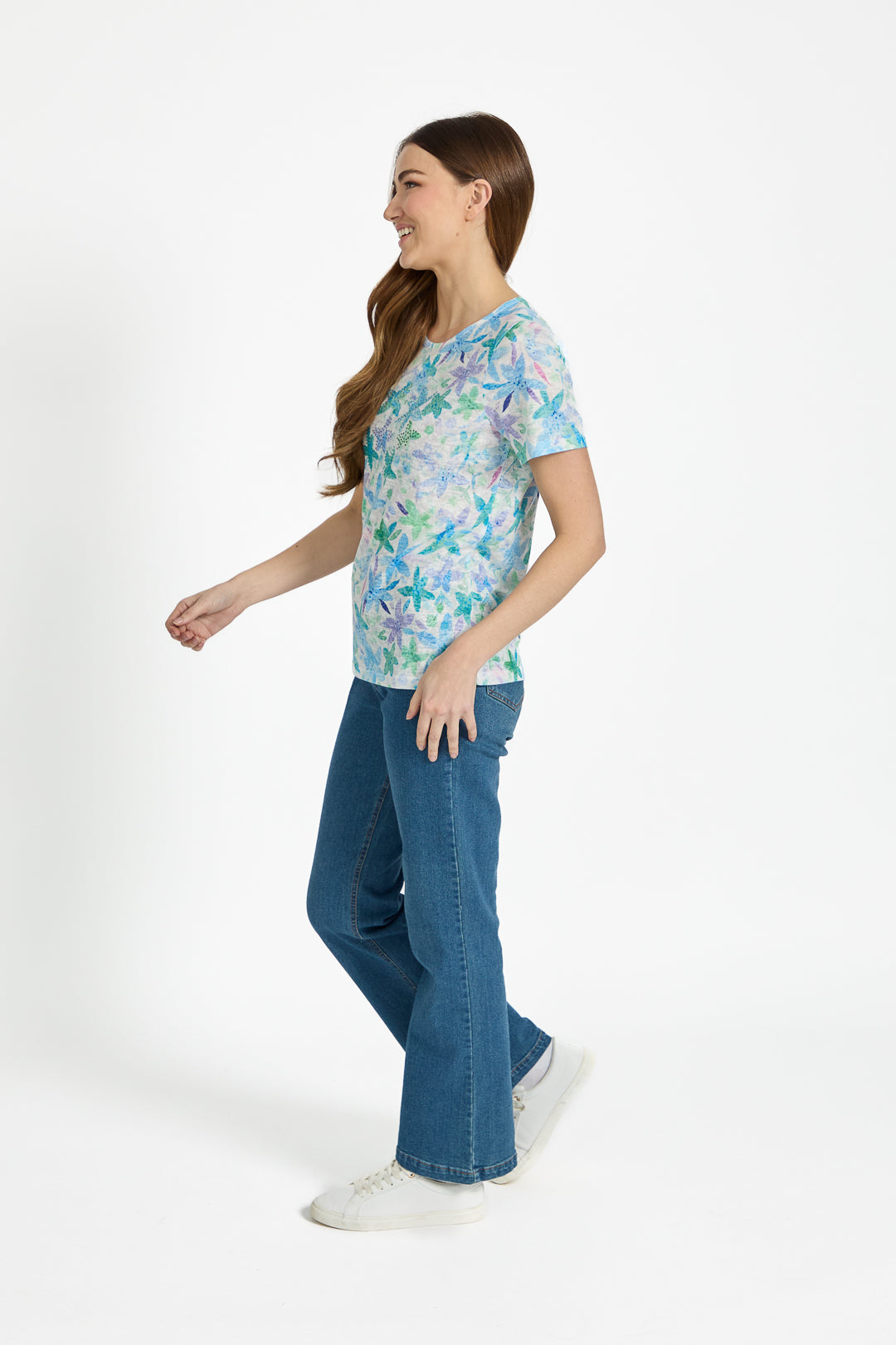 Leaf Embellished Burnout Top
