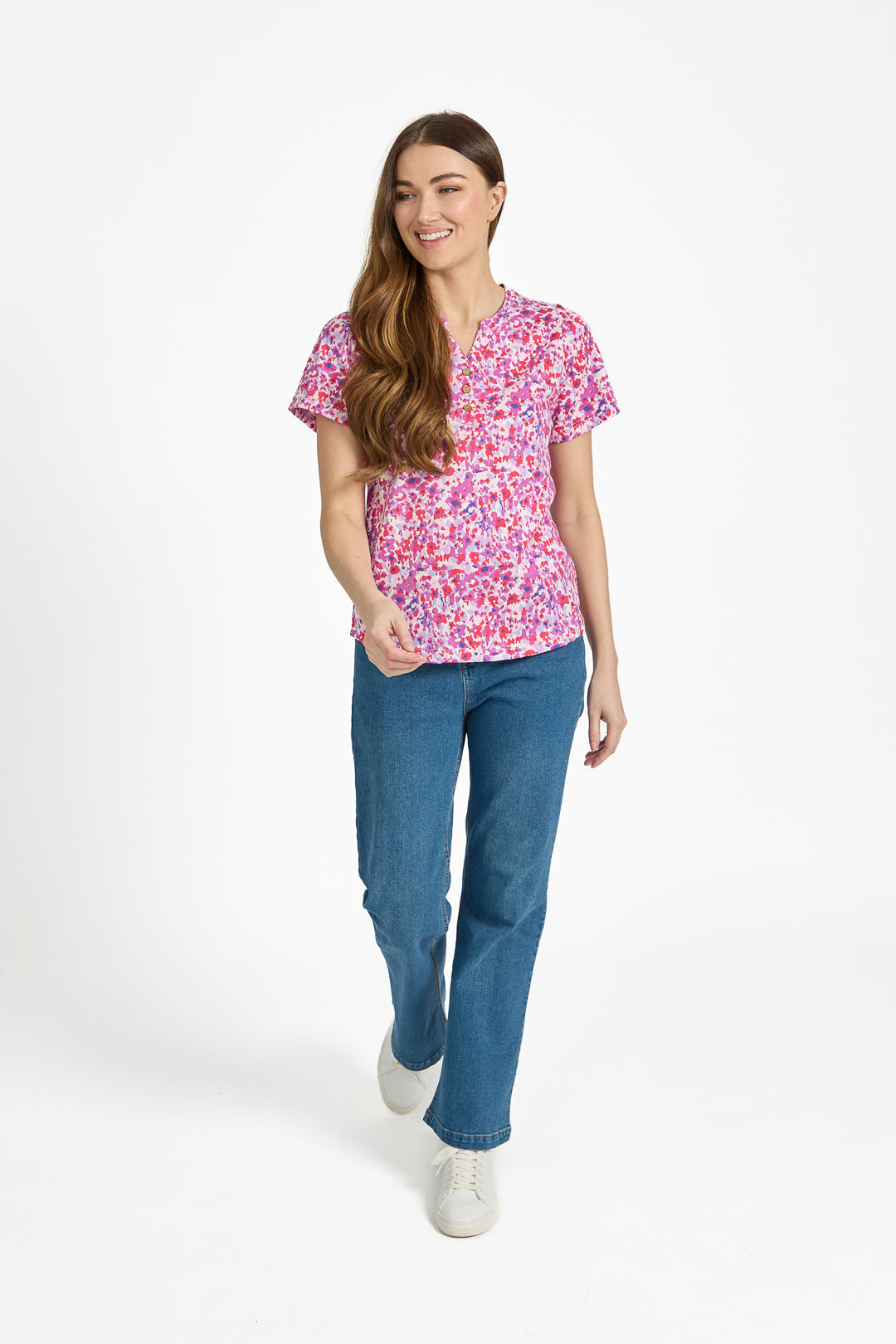 Abstract Floral Print Top