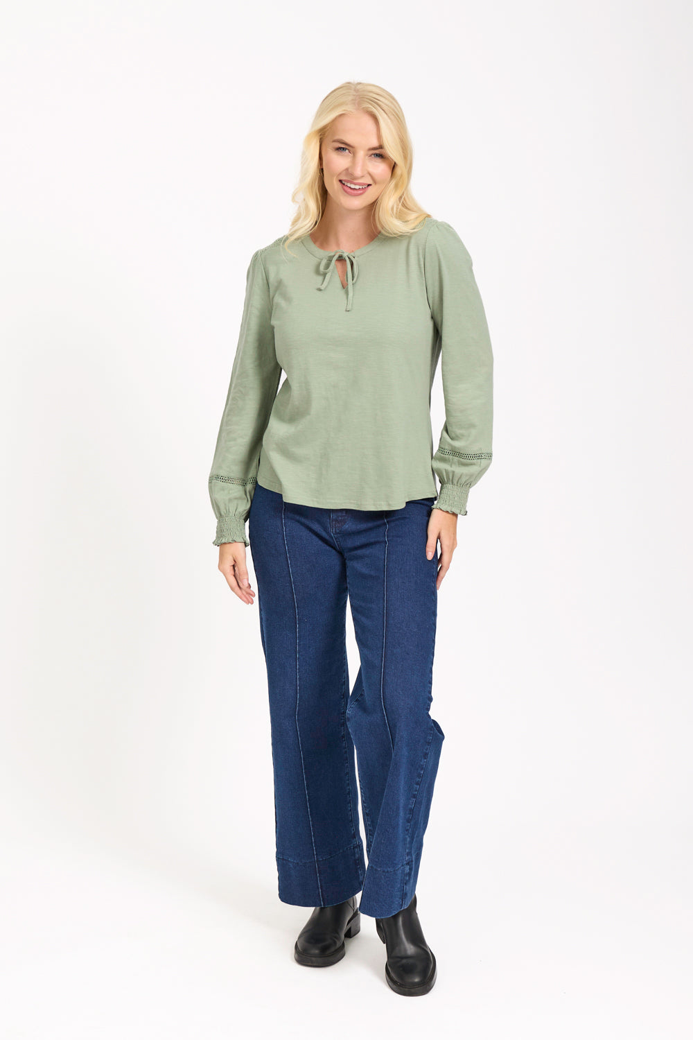 Tie Neck Frill Collar Blouse