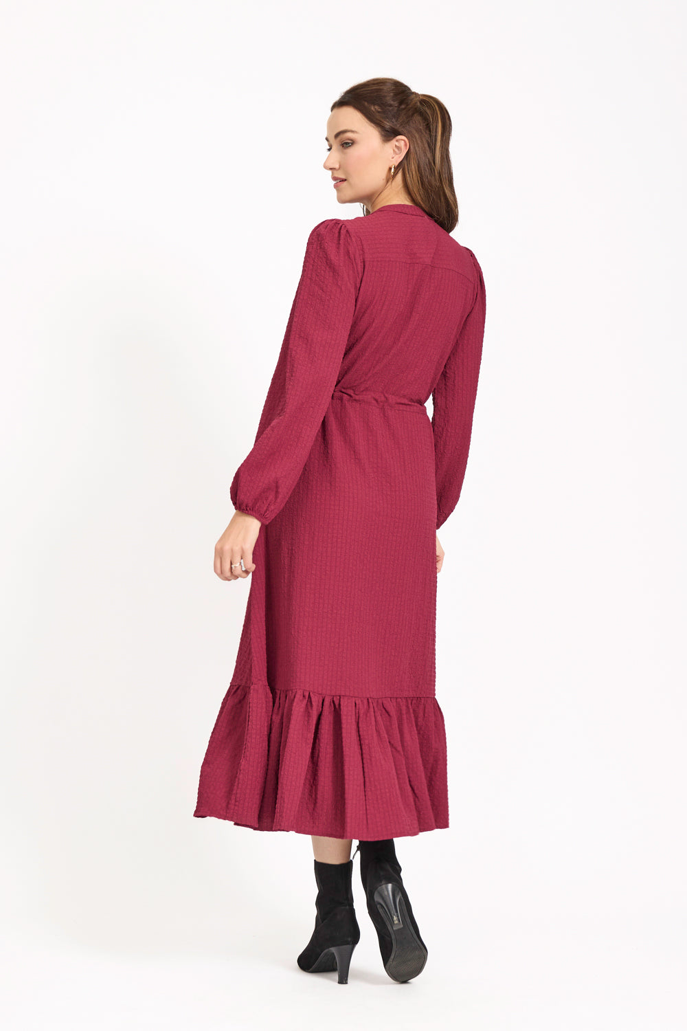 Textured Flared Midi Dress