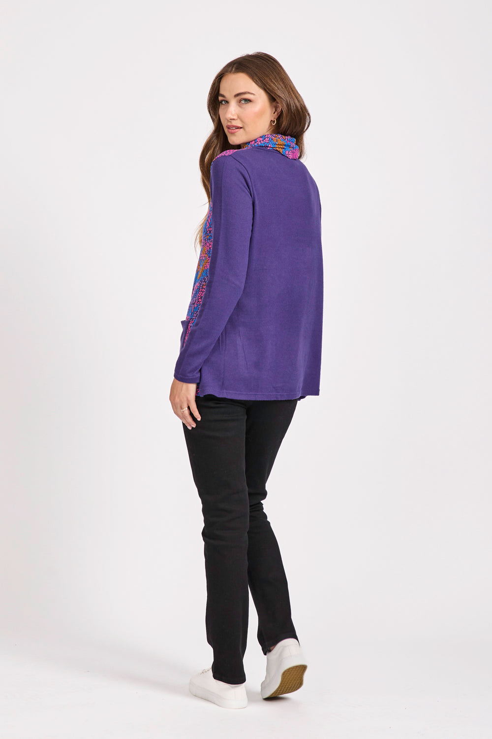 Abstract Print Cowl Neck Top