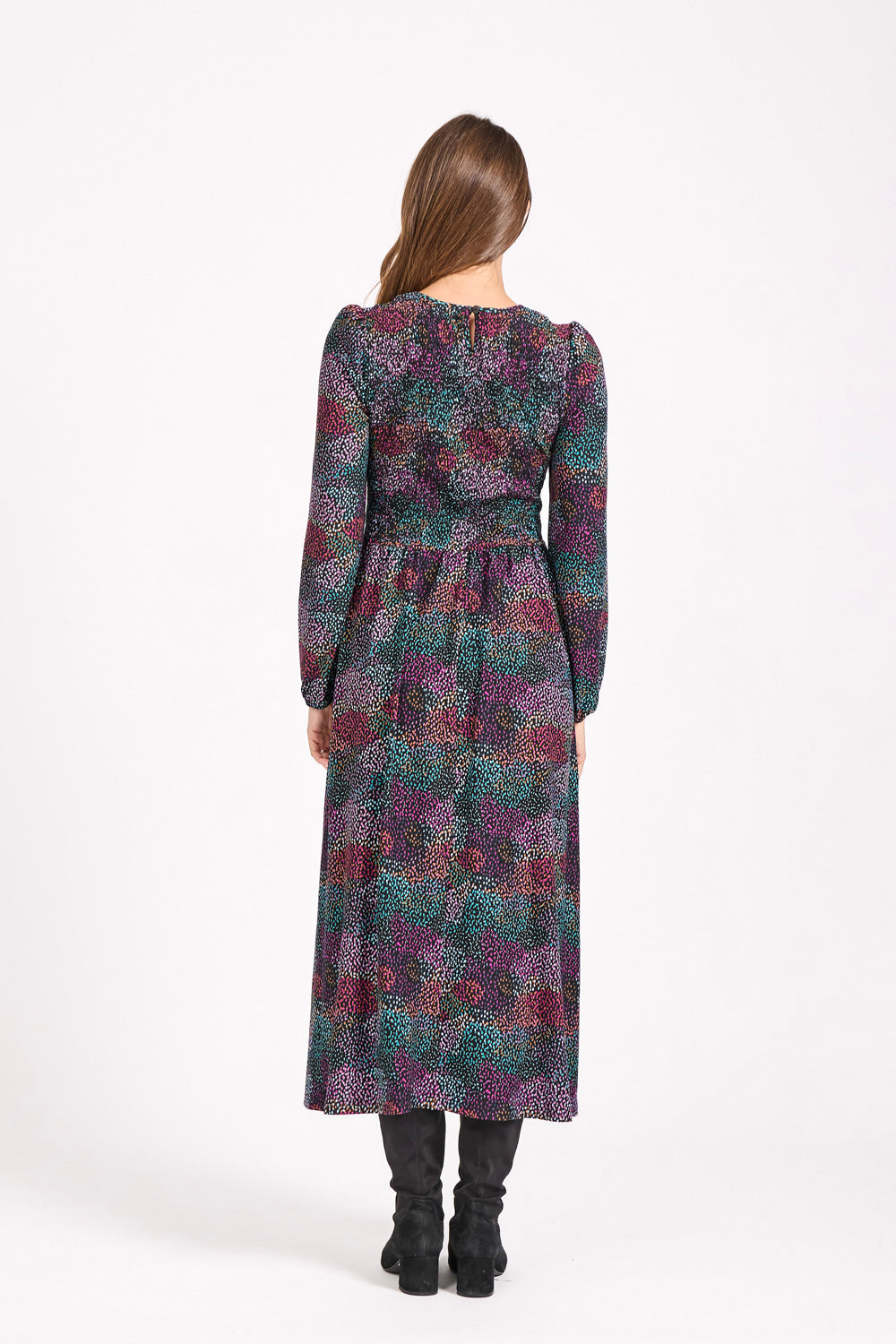 Dotty Print Soft Touch Shirred Dress