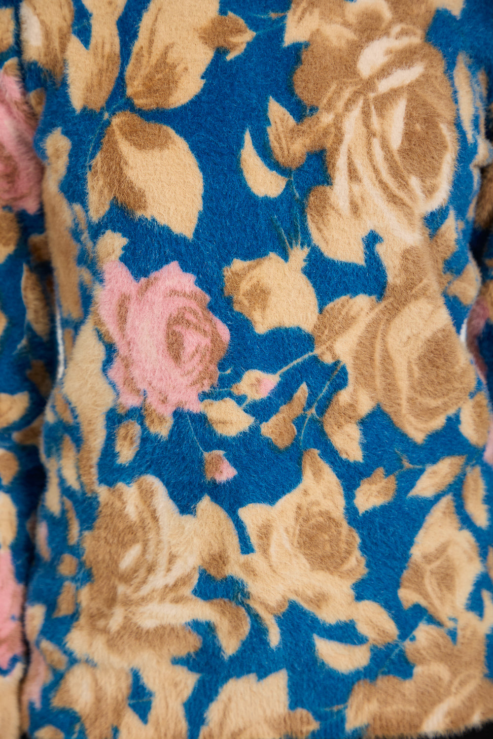 Rose Print Fluffy Yarn Jumper