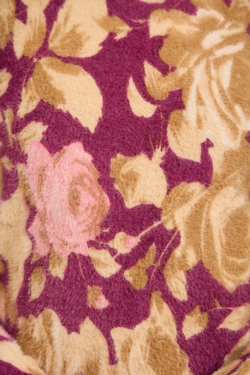 Rose Print Fluffy Yarn Jumper