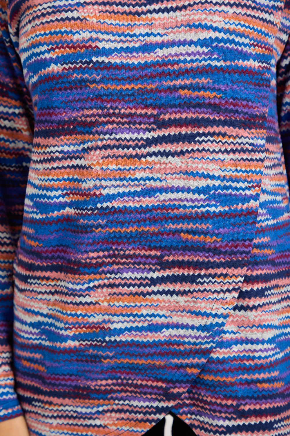 Staggered Print Cowl Neck Top
