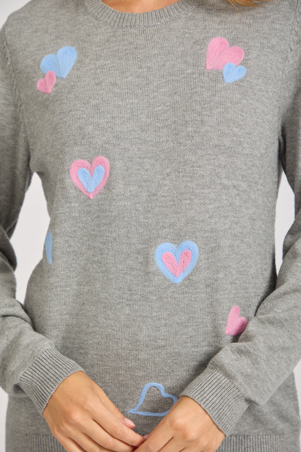Flocked Heart Knit Jumper